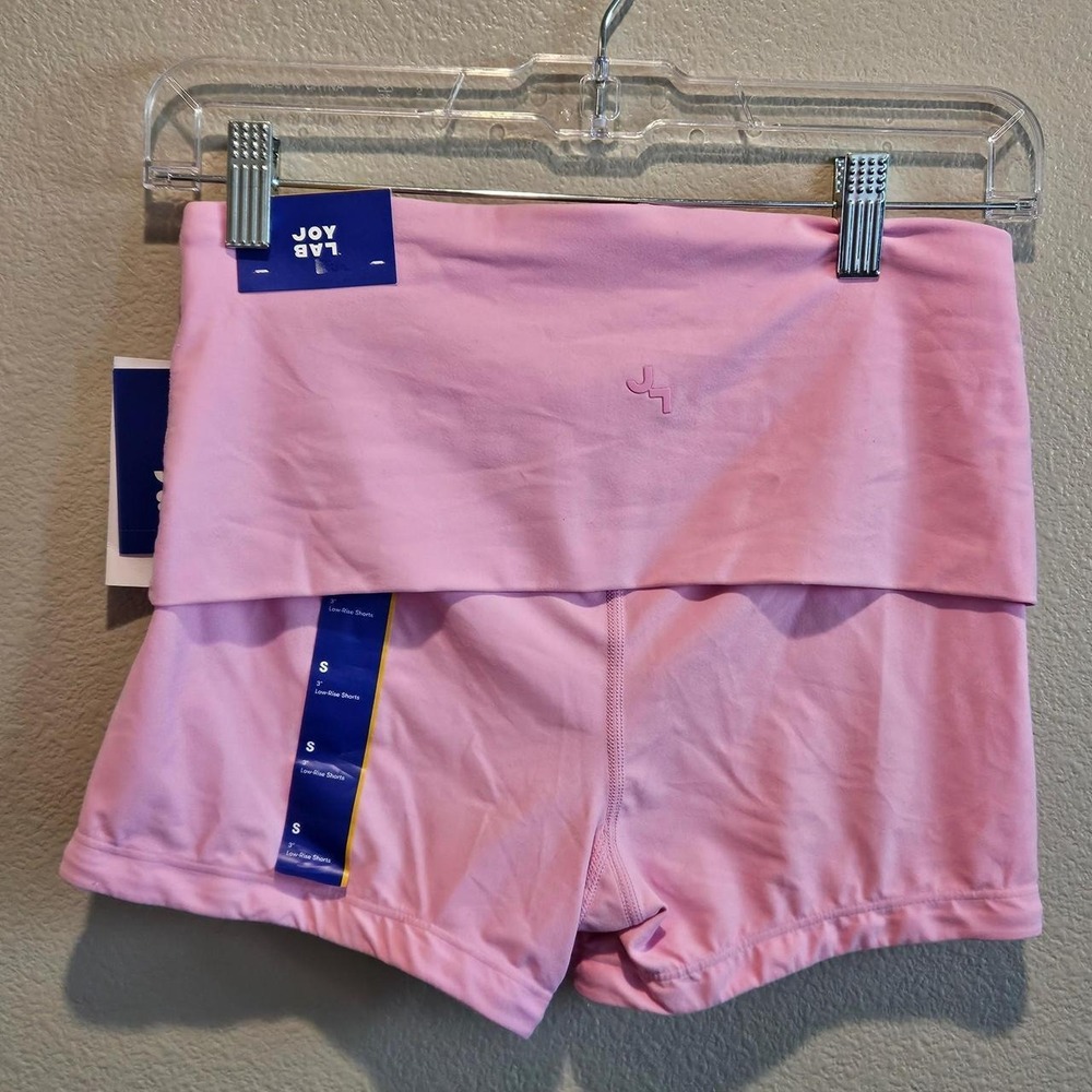 JoyLab Pink low rise shorts with built in shorts, size S